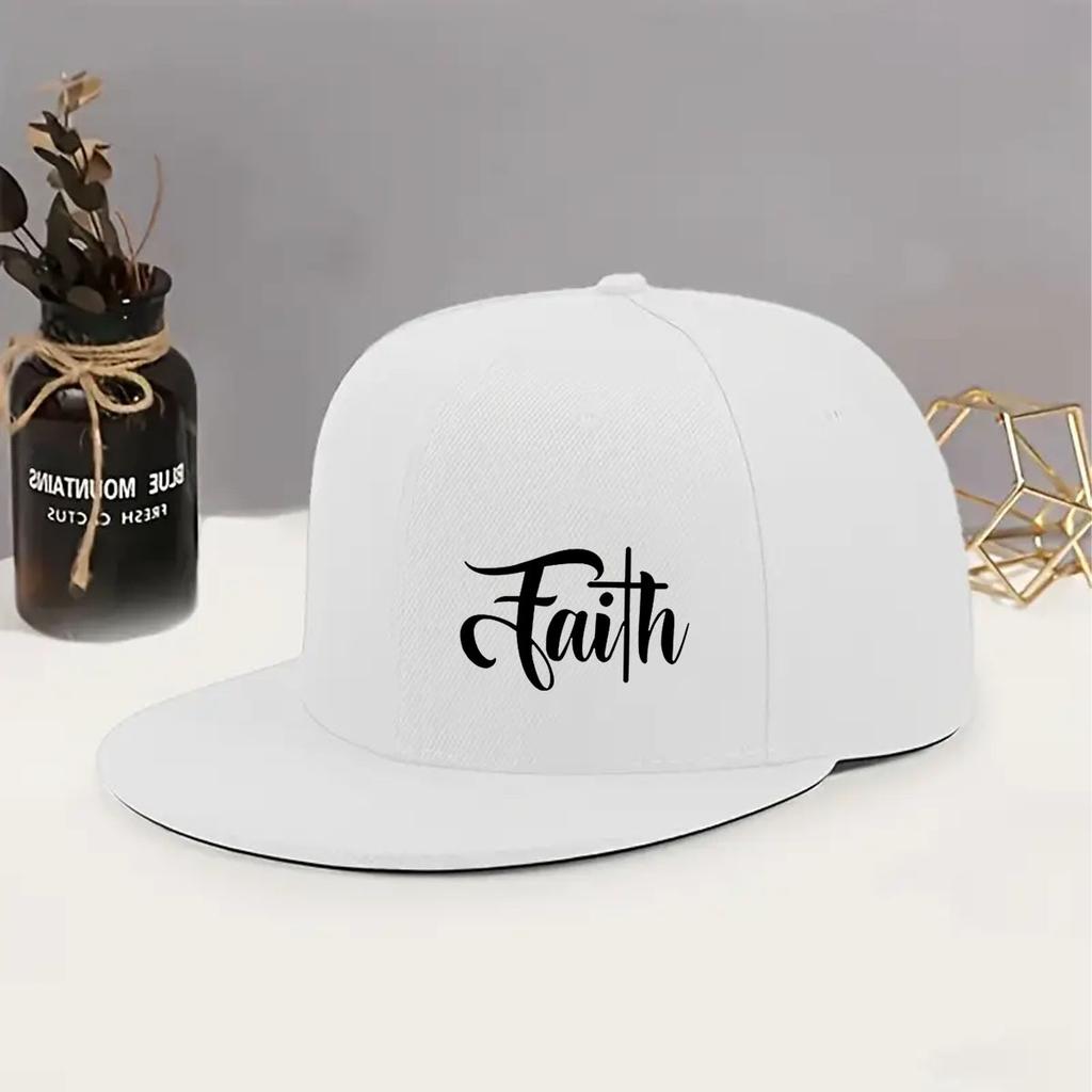 Faith Calligraphy Print Breathable Unisex Casual Polyester Baseball Cap Adjustable Snapback Hat