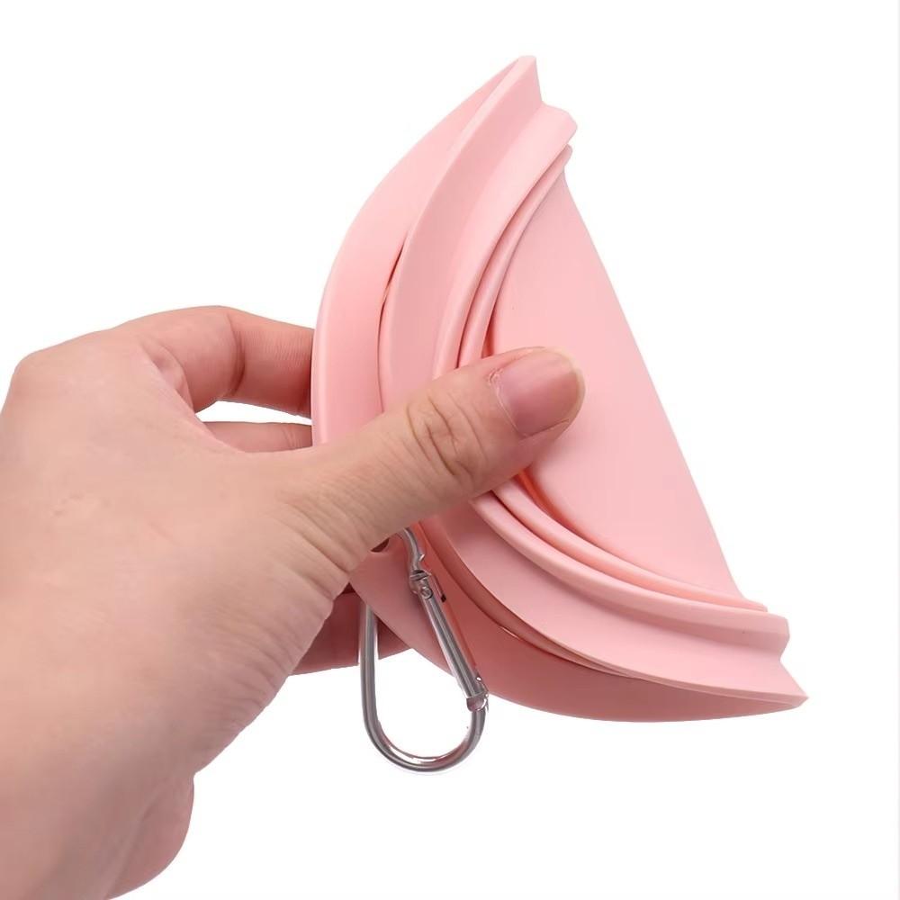 with Carabiner Silicone Pet Bowl Solid Color Puppy Water Container  Outdoor Travel