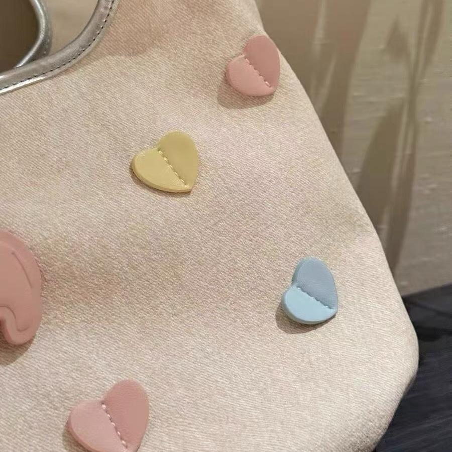 Summer Niche Sweet Love Canvas Handbag Versatile Fashion Commuter Shoulder Vegetable Basket Bag