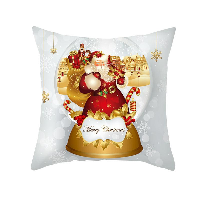 

New Christmas Linen Printed Pillowcase Home Living Room Decoration Santa Claus Pillow 45 * 45cm pillow cover