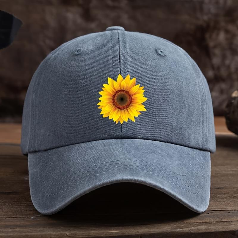 

Fashionable Sunflower Flower Printed Baseball Hat Versatile Outdoor Leisure Fishing Sunshade Duck Tongue Hat Travel Adjustable сірий колір