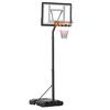 Canasta de Baloncesto con Ruedas Rodante Altura Ajustable 210-260 cm Aro de Baloncesto con Soporte Adecuado para Uso en Exteriores y Interiores Acero Plástico Negro