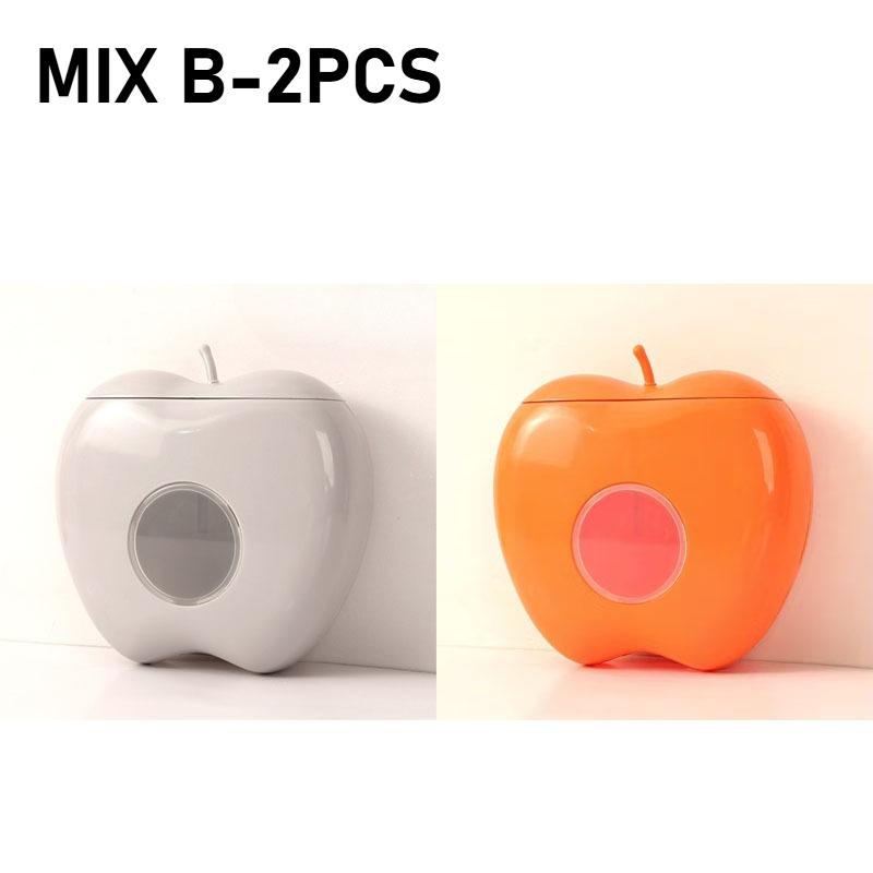1/2/3PCS Apple Shaped Fresh Keeping Bag DispenserWall Mounted Kitchen Storage Box Plastic BagOrganizer Space Saving Kitchen Tool