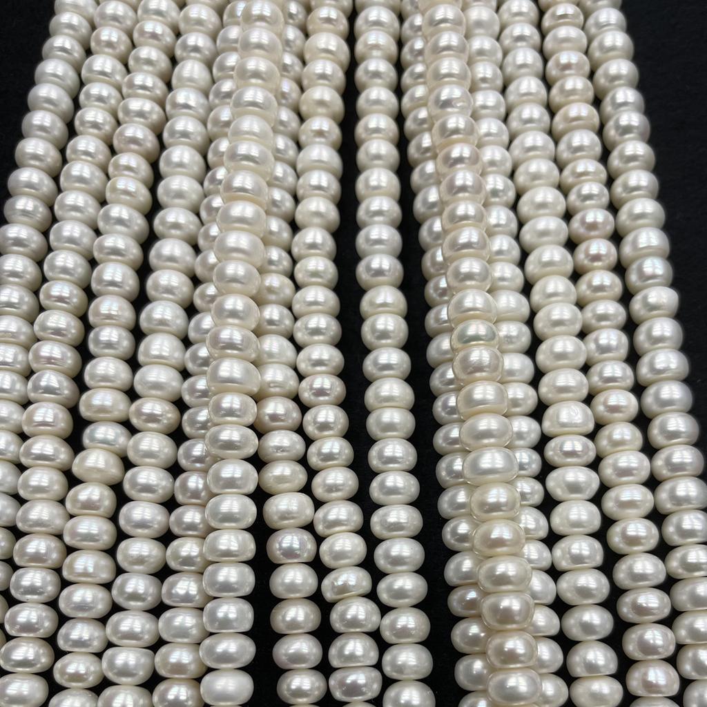 1String, White Natural Freshwater Pearls, Handmade Flat Pearl Beads for Jewelry Making DIY Crafts (Beads 9-10mm, Length 36cm)