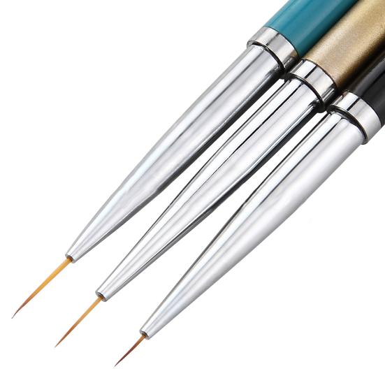 3Pcs Nail Art Brush Liner Pens UV Gel Polish Paint Drawing Brushes Manicure Tool