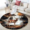 Deer by Waterfall  Round Area Rug,Carpet Rug for Living Room Bedroom Sofa Playroom Decor,Non-slip Floor Mat