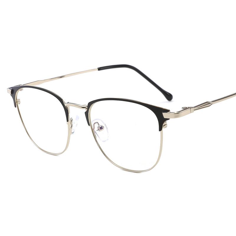 Trend Full Frame Metal Flat Mirror Square Frame Optical Glasses Personalized Retro Round Face with Myopia Glasses