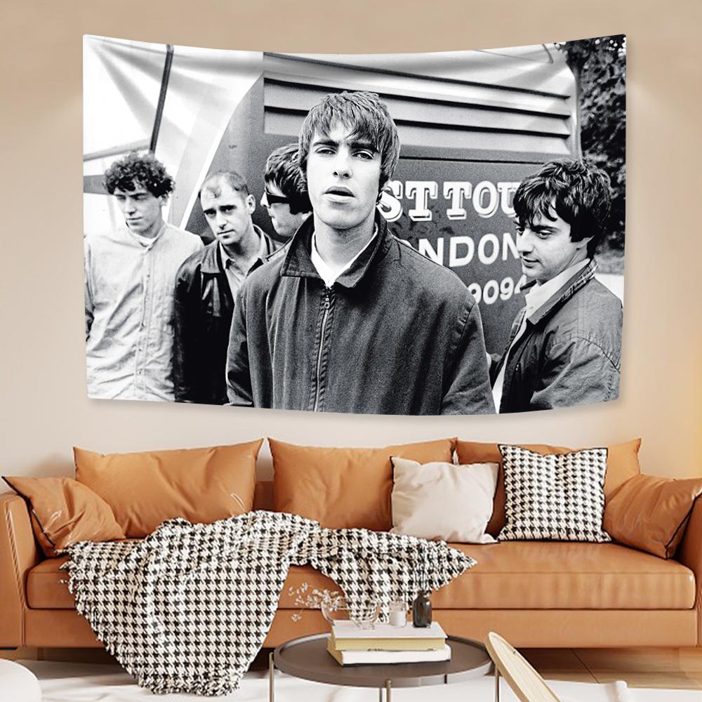 O-Oasis Band Tapestry Rockmusik Heminredning Estetik Väggbonad Bakgrund För Sovrum Sovsal Utomhusflagga Konsertbanderoll