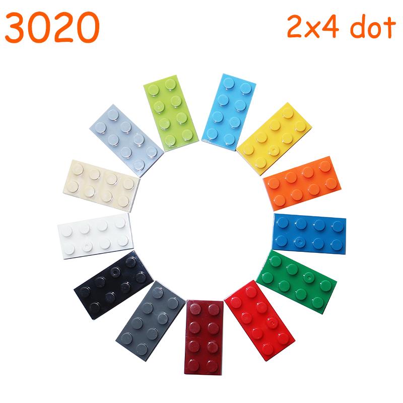 50/100PCS 2x4 Dot 2*4 Plate 3020 MOC Assemble Particles DO IT YOURSELF Construction Bricks Figures Blocks Learning Creativity Toy ideal for Kid