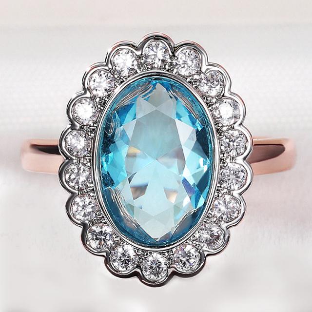 

Новые блестящие циркониевые женские кольца на палец для свадебной церемонии и вечеринки, небесно-голубой камень, дизайн подсолнечника, женские эффектные кольца 9