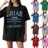 Women's Casual Short Sleeve T-Shirt Loose Fit Letter Print University Style Crew Neck Top Comfortable Everyday Wear