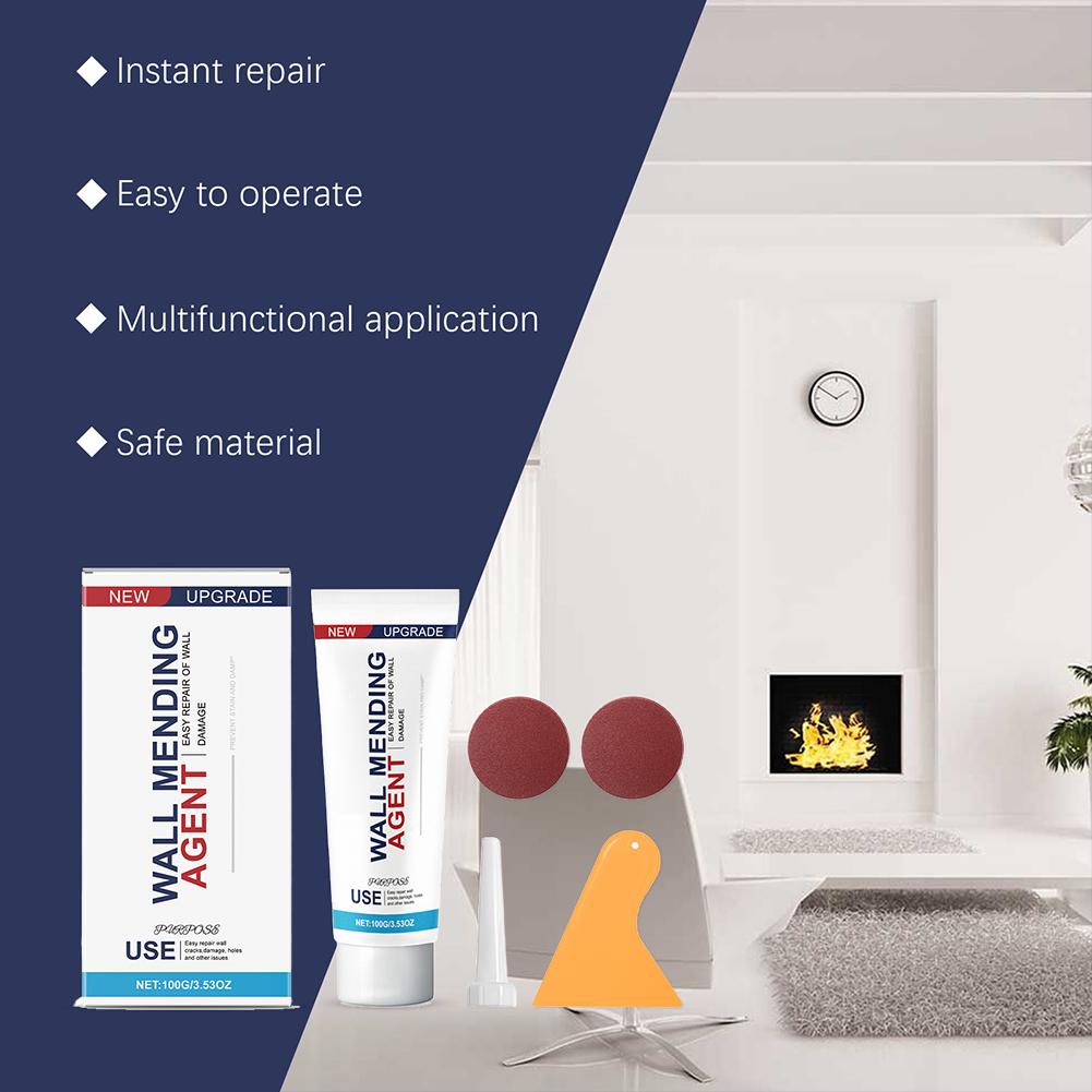 100G Quick-Drying Wall Repair Agent Waterproof White Wall Repair Paste Crack-Proof, Mildew Spots and Fillings, Renovation Tool