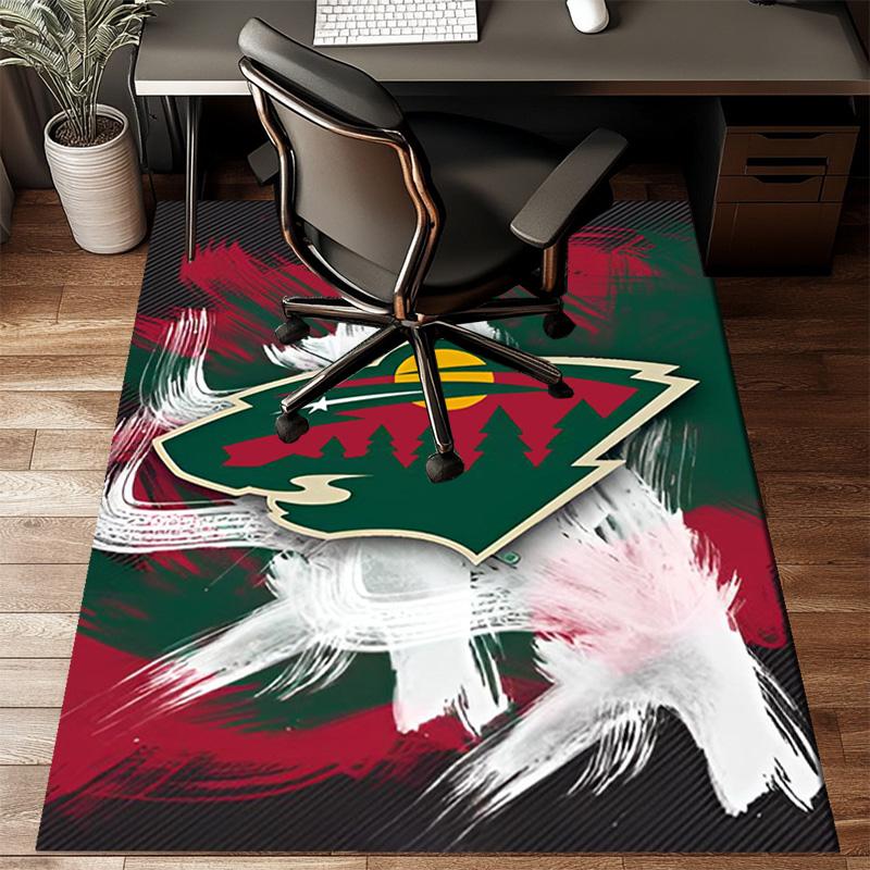 Minnesota Hockey Team Floor Mat for Living Room, Game Rooms, Office, Bedroom, Office Floor Mat Playful Design, Christmas Fan Gifts