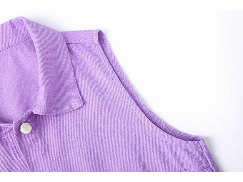 Women's Colorful Denim Vest - Trendy Spring/Autumn Jacket with Large Pockets and Slimming Fit