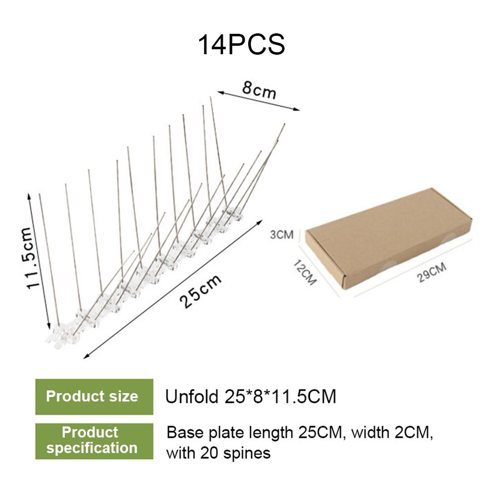 12/14pcs Fence Wall Spikes Bird Deterrent Spikes Outdoor Scare Bird Repeller Anti Birds Pigeon Squirrel Raccoon Deterrent Spikes