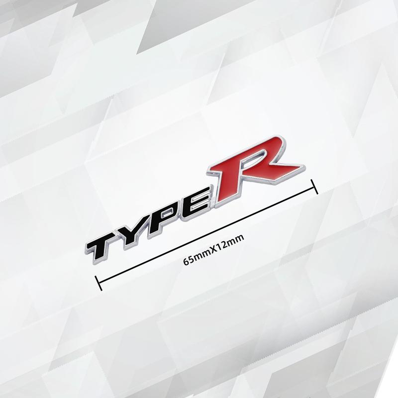BXK3 2Psc Car Badges Type R Trunk Emblem Metal Stickers Body Decals Letter Decor For Honda Civic City CR-V XR-V HR-V Accord FIT Jazz
