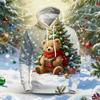 Autumn Winter Warmth Cartoon Round Neck Long Sleeved Loose Cute Little Bear Christmas Tree White Angel Print Comfortable Plus Size Hoodie