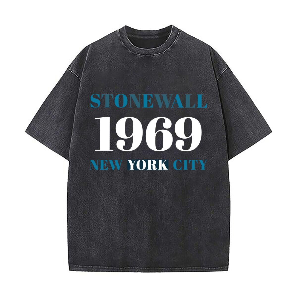 

Stonewall Historic Tribute Art Washed Faded Vintage Short Sleeve Fashion Versatile Daily Tee S