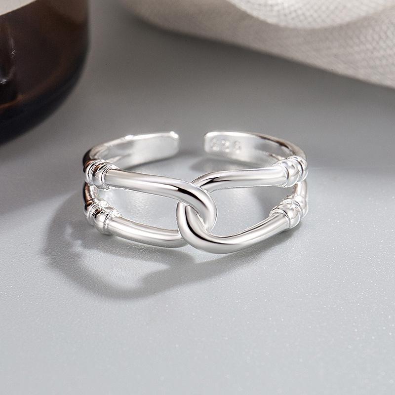 2024 Elegant Double Layer Knotted Open Ring - Women's Cold Style Cross Design