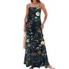Women's Spring And Summer Casual Fashion Adjustable Suspenders Printed Long Dress