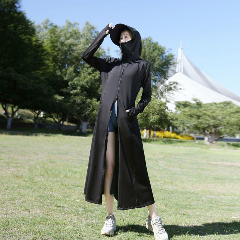 Women s Long Ice Silk UV Protection Hoodie - Summer 2025, Breathable, Lightweight, Loose Fit XL (130-160 jin)