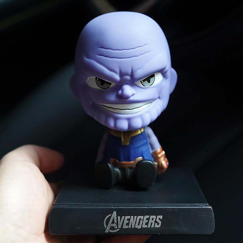10cm Spider Man Iron Man Hulk Deadpool Shaking Head Doll Car Decoration Auto Accessories Playthings Doll Mobile Phone Bracket Gifts