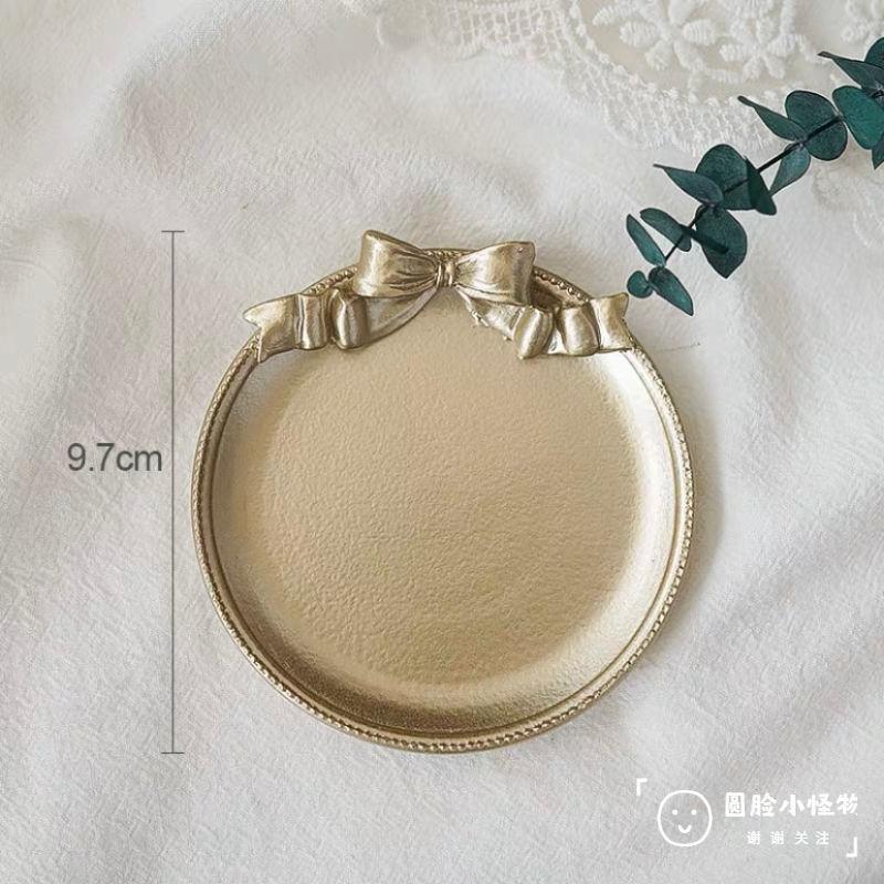 

Мини Креативная подставка под стакан, десертная тарелка, круглый бант, ювелирные изделия, декоративное украшение, поделки, корейский ретро-поднос, дом
