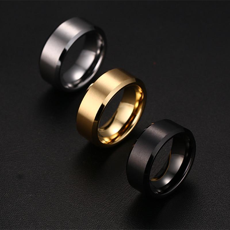Trendy 8mm Wide Stainless Steel Personality Rings for Women & Couples