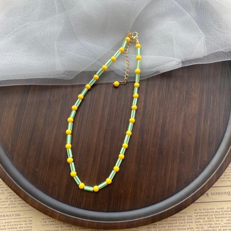 Strawberry Sweet Necklace Korean Handmade Beaded Rice Beads Sweet Cool Wind Clavicle Chain Fashion Jewelry