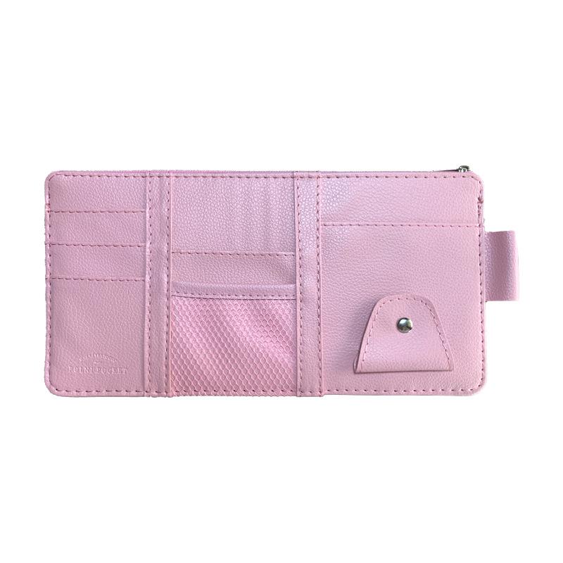 Car Sun Visor Organizer: Zippered Canvas Bill & ID Holder with Glasses Clip