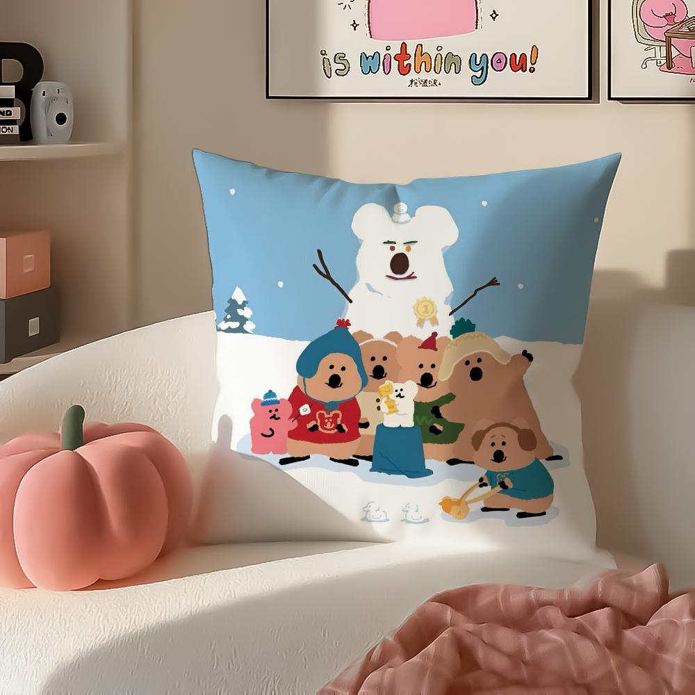 Cute Chubby Korean Cartoon DDinotaeng Cushion Cover Pillowcase Short Plush Invisible zipper Room Sofa Cushion Cover