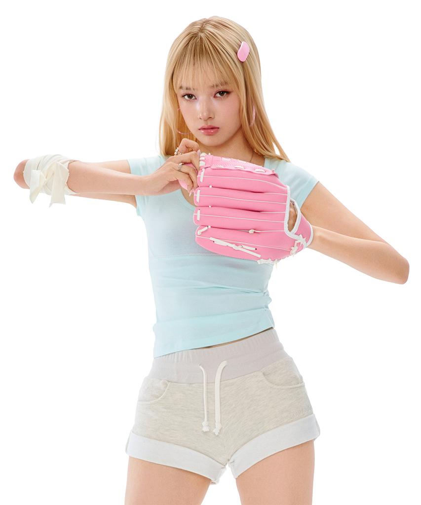 Poeoling Cupid Mini Sweat Shorts (Melange Ivory)