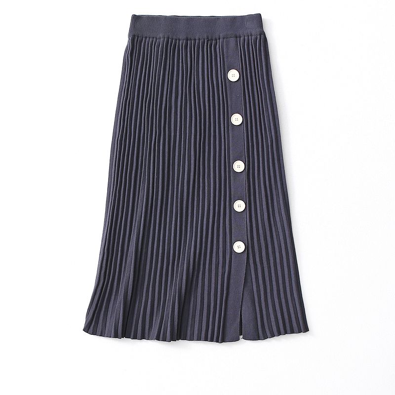 

Great Value Feedback ~ Revoked by Brand High Waist Slim Looking Autumn and Winter Thickened Knitting Skirt Mid-Length Slit Sheath Skirt Blue Free size