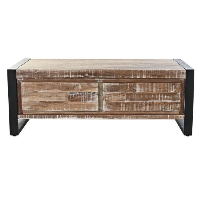 Table basse - Alpin - Acacia - Métal - 110 cm - 2 tiroirs - Design élégant
