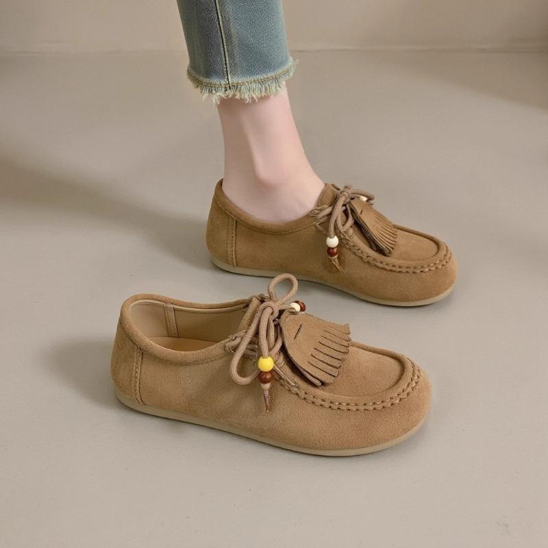 Retro tassel all-inclusive autumn new trend inner height increase Doudou lazy single shoes women