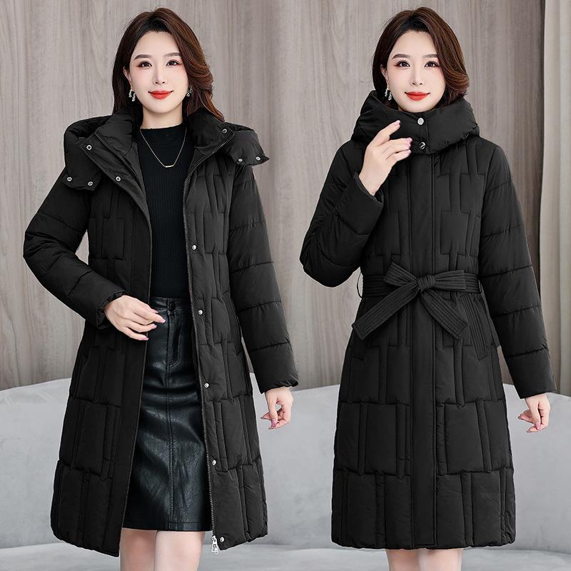 Women's Korean Style Waist-Hugging Cotton Coat with Detachable Hood - Mid-Length, Loose, Slimming, Cold-Proof Winter Outerwear