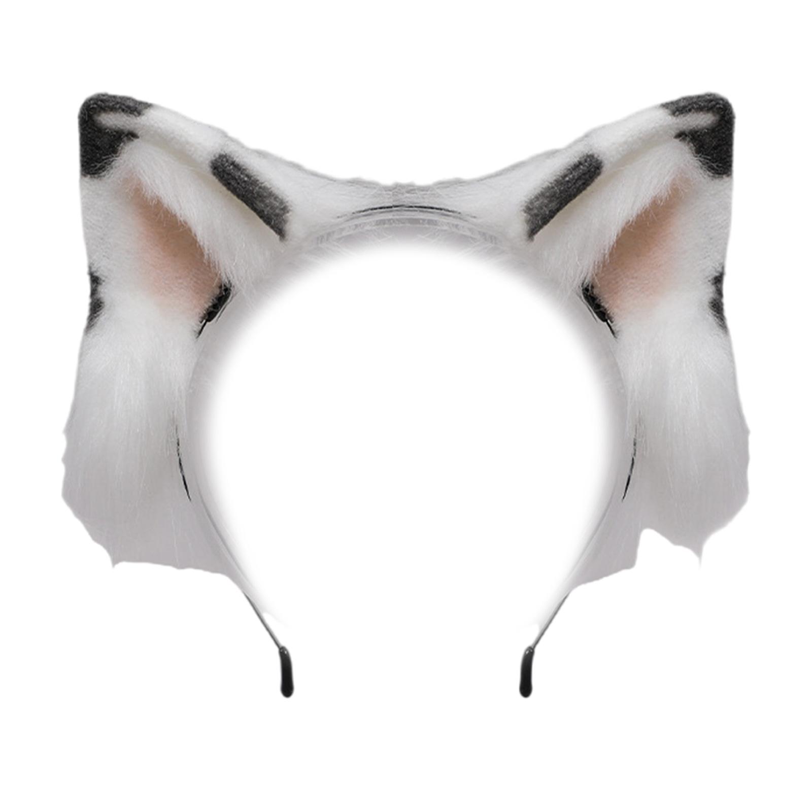 

Plush Cat Ears Headbands for Women Girls Soft Animal Ear Hairband Tail Adjustable Design for Costume Halloween Everyday 1F
