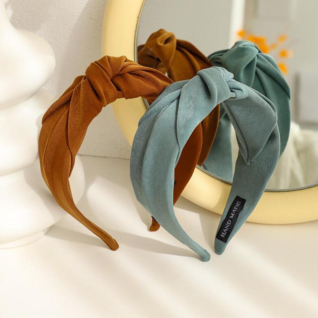 PROLY Nouveau Bandeau Tendance pour Femmes Large Automne Printemps Turban Uni Nœud Central Accessoires Cheveux Décontractés