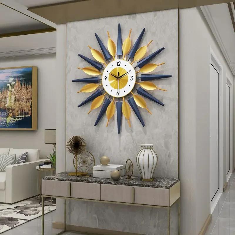 Fashion Iron Art Clocks Luxury Wall Clock Simple Living Room Wall Clock Creative Home Decoration Reloj De Pared Wall Decor