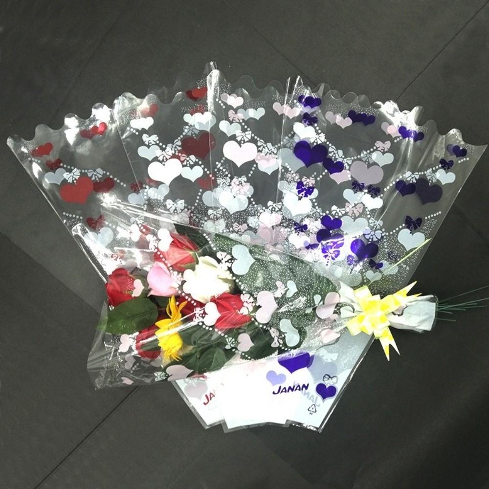 100 Pieces Transparent Plastic Rose Bouquet Bags Flower Arrangement Bags Home Decoration