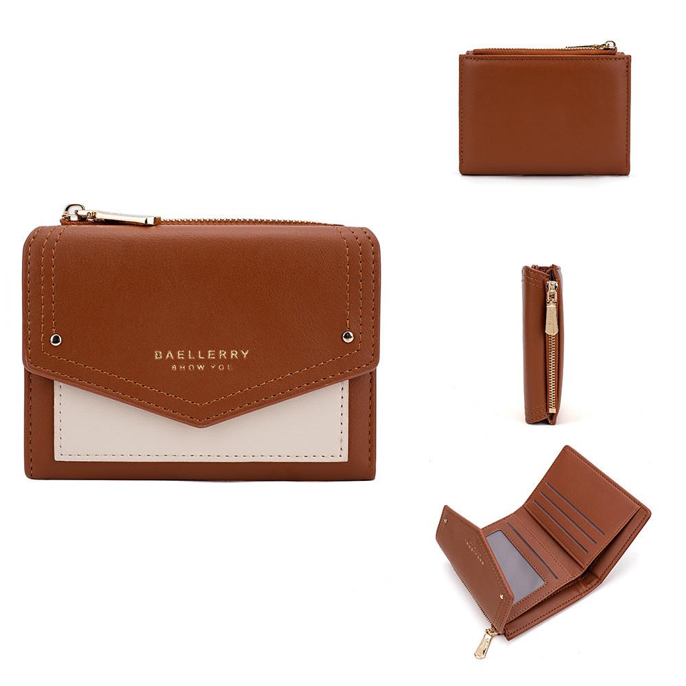 Blocked Short Color Wallet With Letter Print Design For Casual City Use Outin