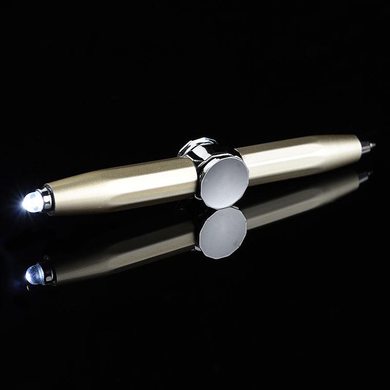 Creative Luminous Multifunction Spinner Pen with LED Light – Writable Decompression Ballpoint.