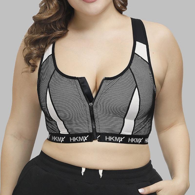 European and American Cross Back Front Zipper Sports Bra Shockproof Running Fitness Yoga Underwear