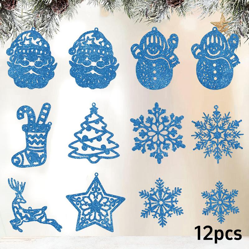20Pcs Christmas Tree Decoration Hanging Ornaments Tree Snowman Reindeer Santa Snowflake Ornaments for New Year Winter Party
