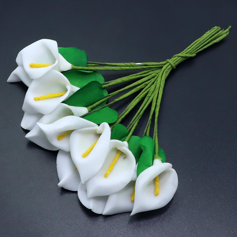 144pcs Mini Calla Lily Foam Flowers for DIY, Wedding, Candy Box Decorations