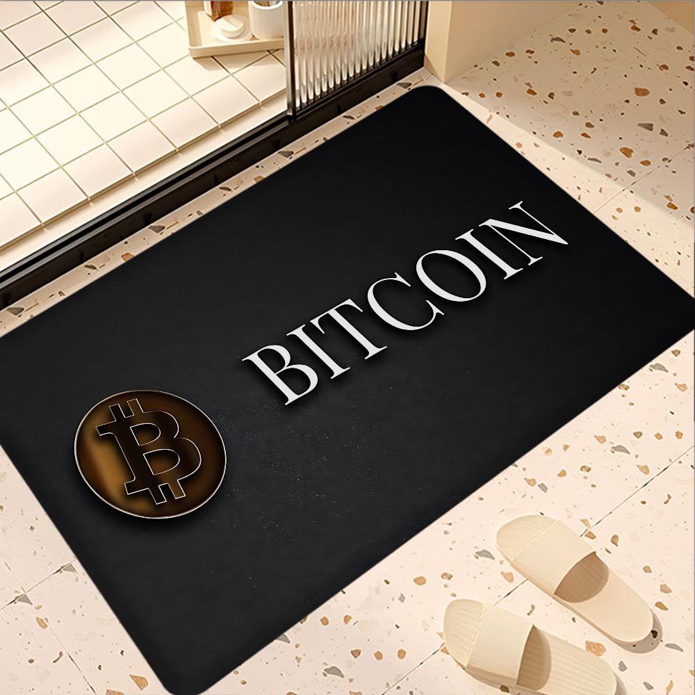 Funny Bitcoin Gold And Money Anime Spend Or Save Floor Mat Non-Slip Laundry Room Mat Laundry Decor Balcony Child Living