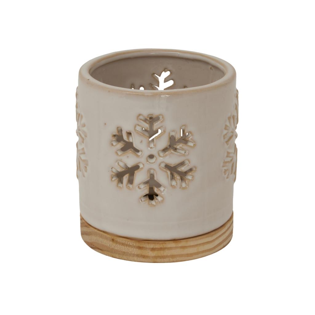 Hill Interiors Ceramic Snowflake Christmas Candle Holder