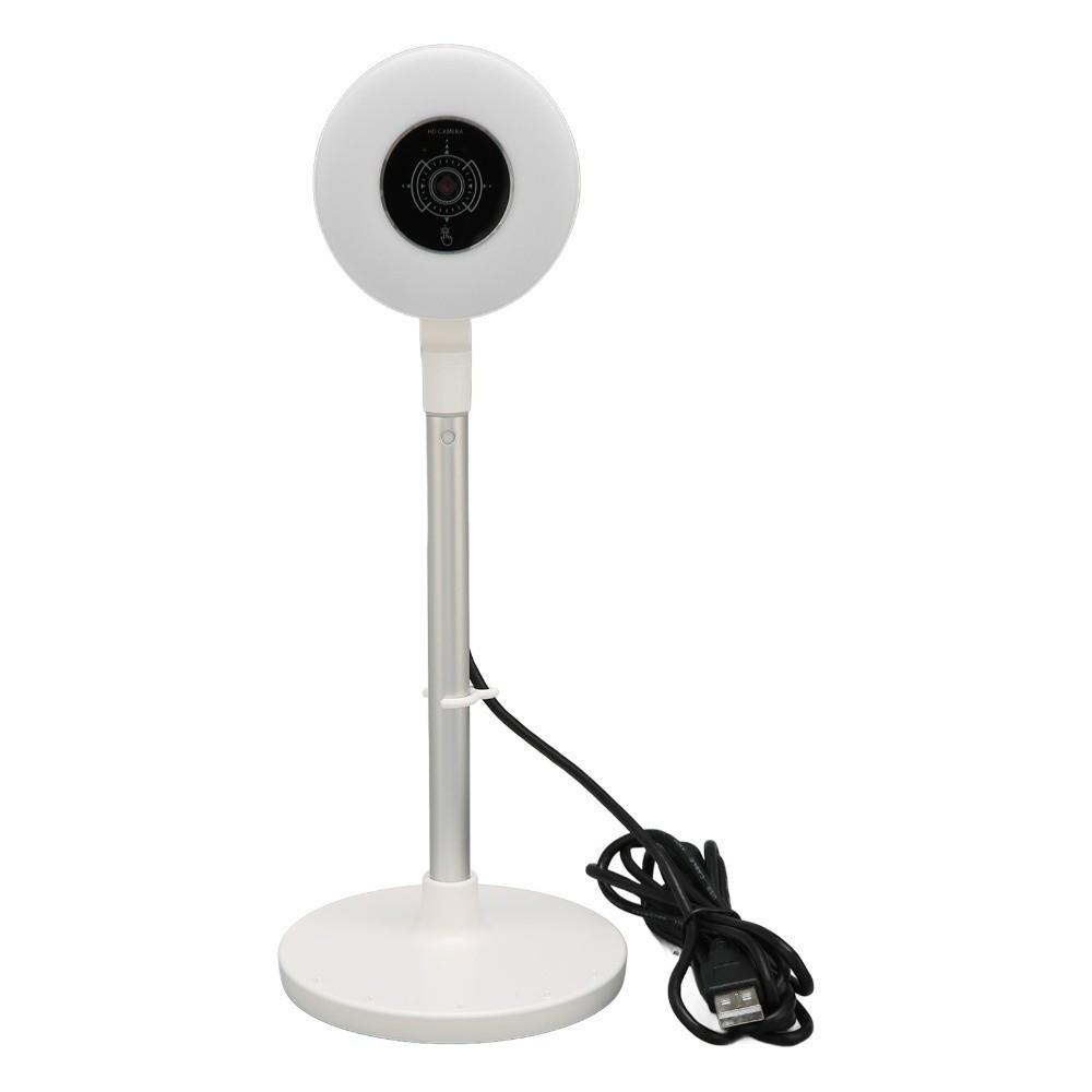 Webcam HD 1080P avec Lumière d'appoint et Support pour Téléphone 3 Modes de Lumière Réglables Microphone Intégré Autofocus Webcam Poteau Rétractable