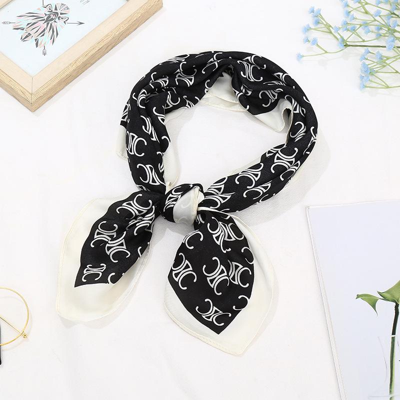 Retro Print Imitation Silk Neck Scarf for Women - Versatile High-End Neck Protector