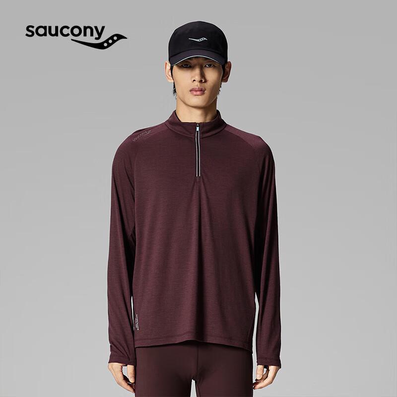 SAUCONY Men's Wool Blend Half-Zip Long Sleeve Top